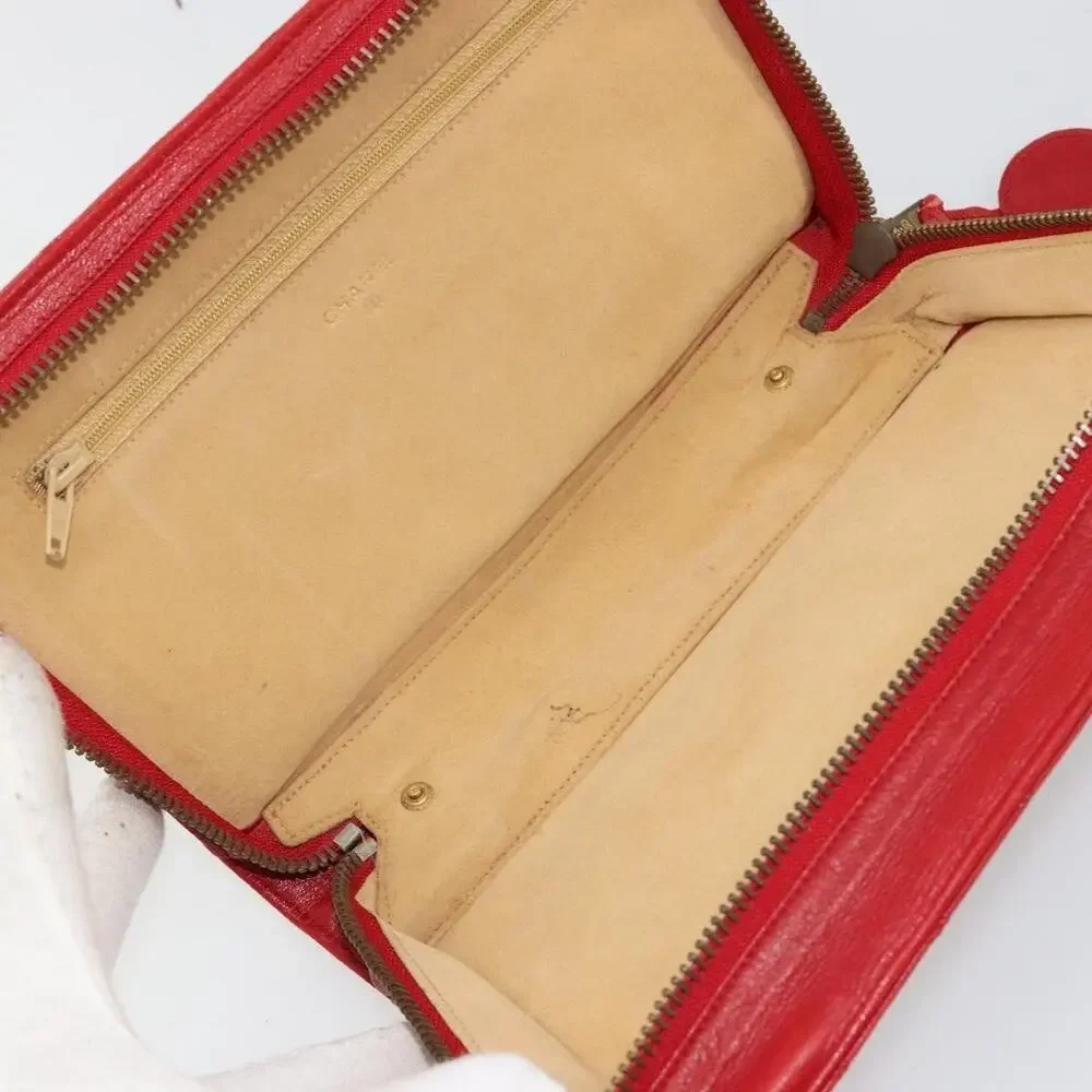 Chanel Lambskin Leather Bicolore Pouch Red